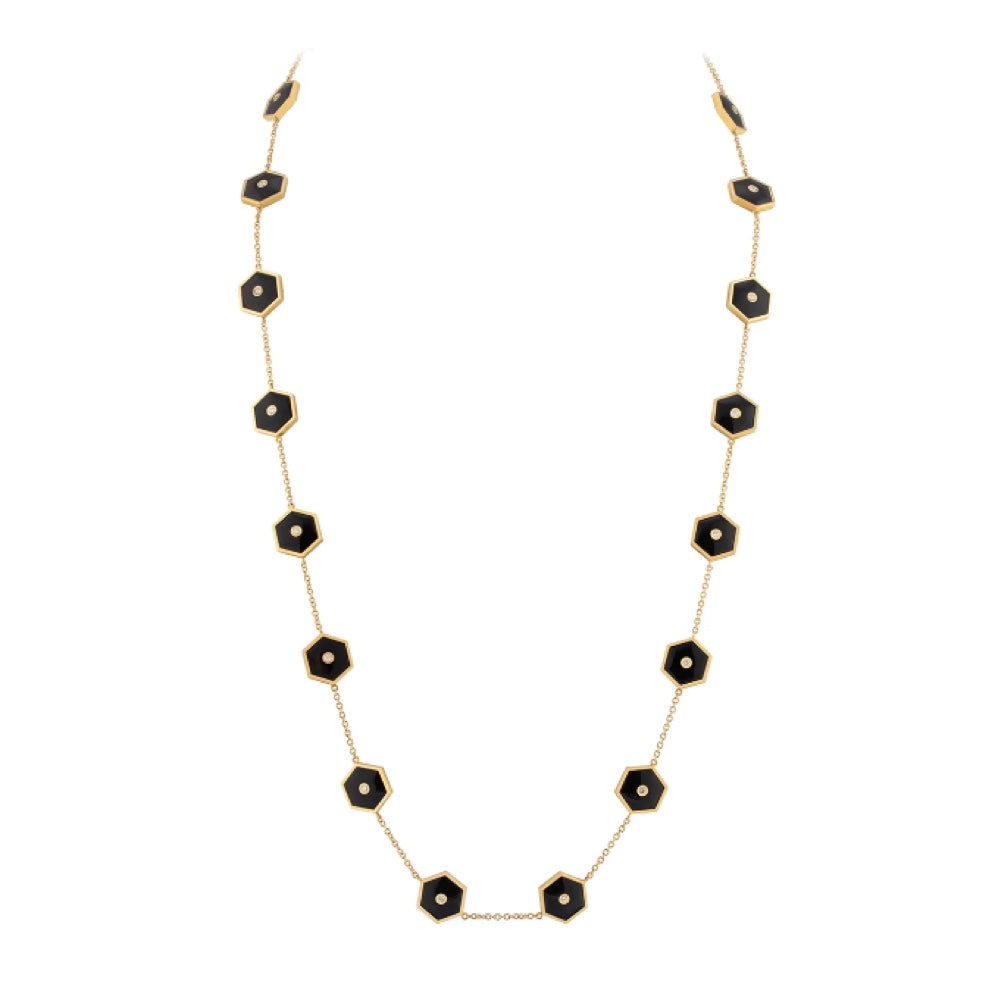 18K Gold Baia Sommersa Diamond and Onyx Necklace