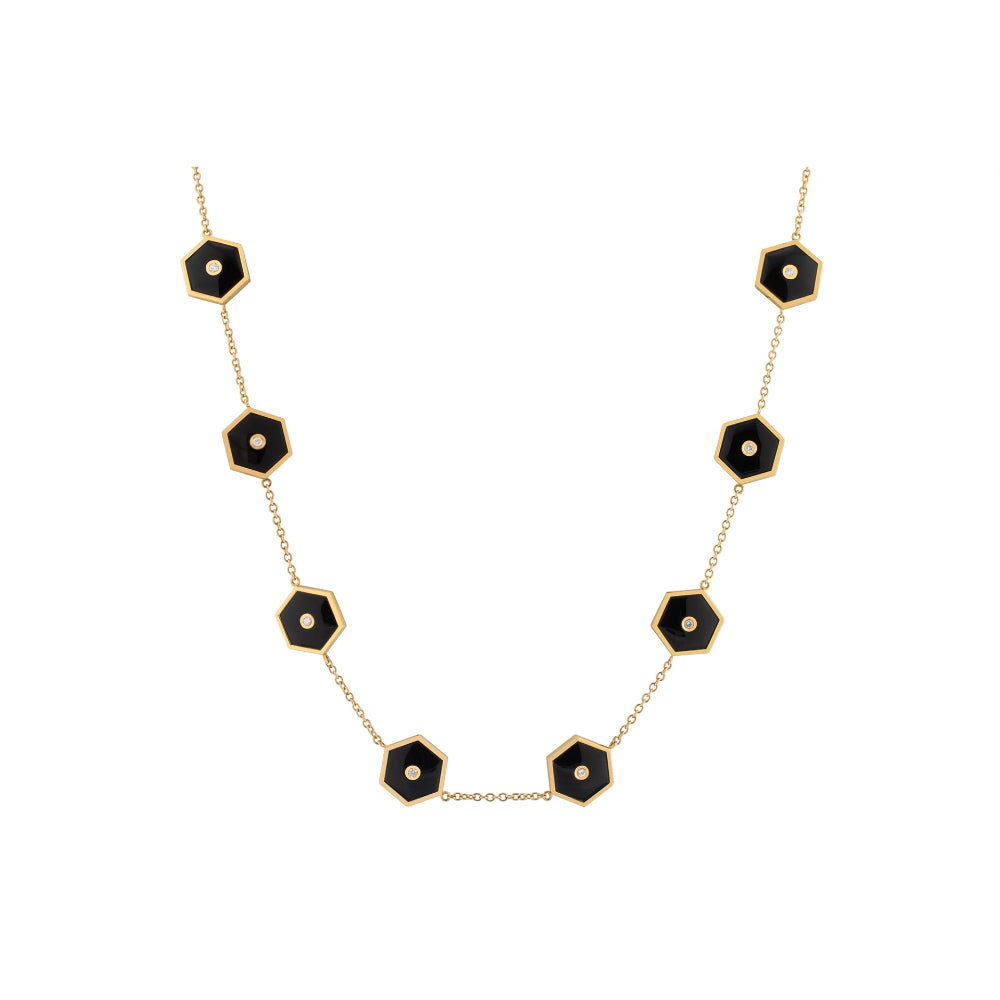 18K Gold Baia Sommersa Diamond and Onyx Necklace