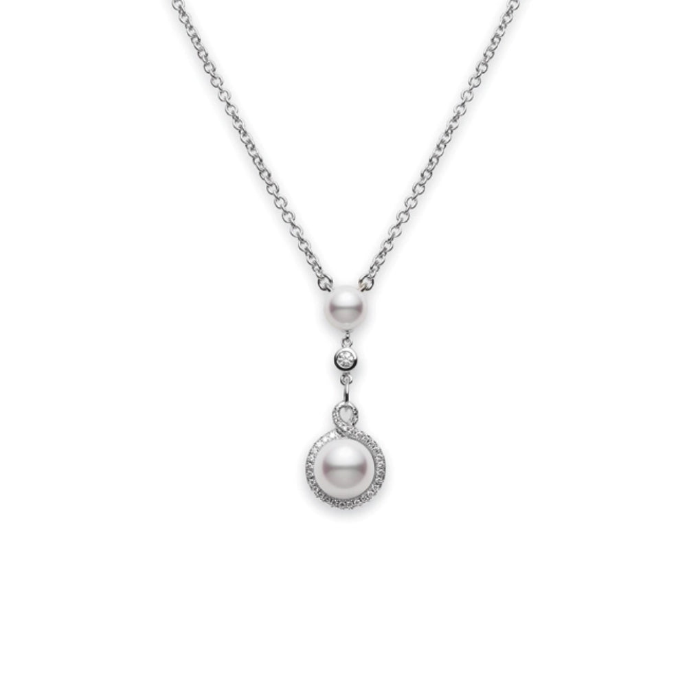 Mikimoto 18K Gold Petit Soleil Akoya Cultured Pearl Drop Pendant Necklace