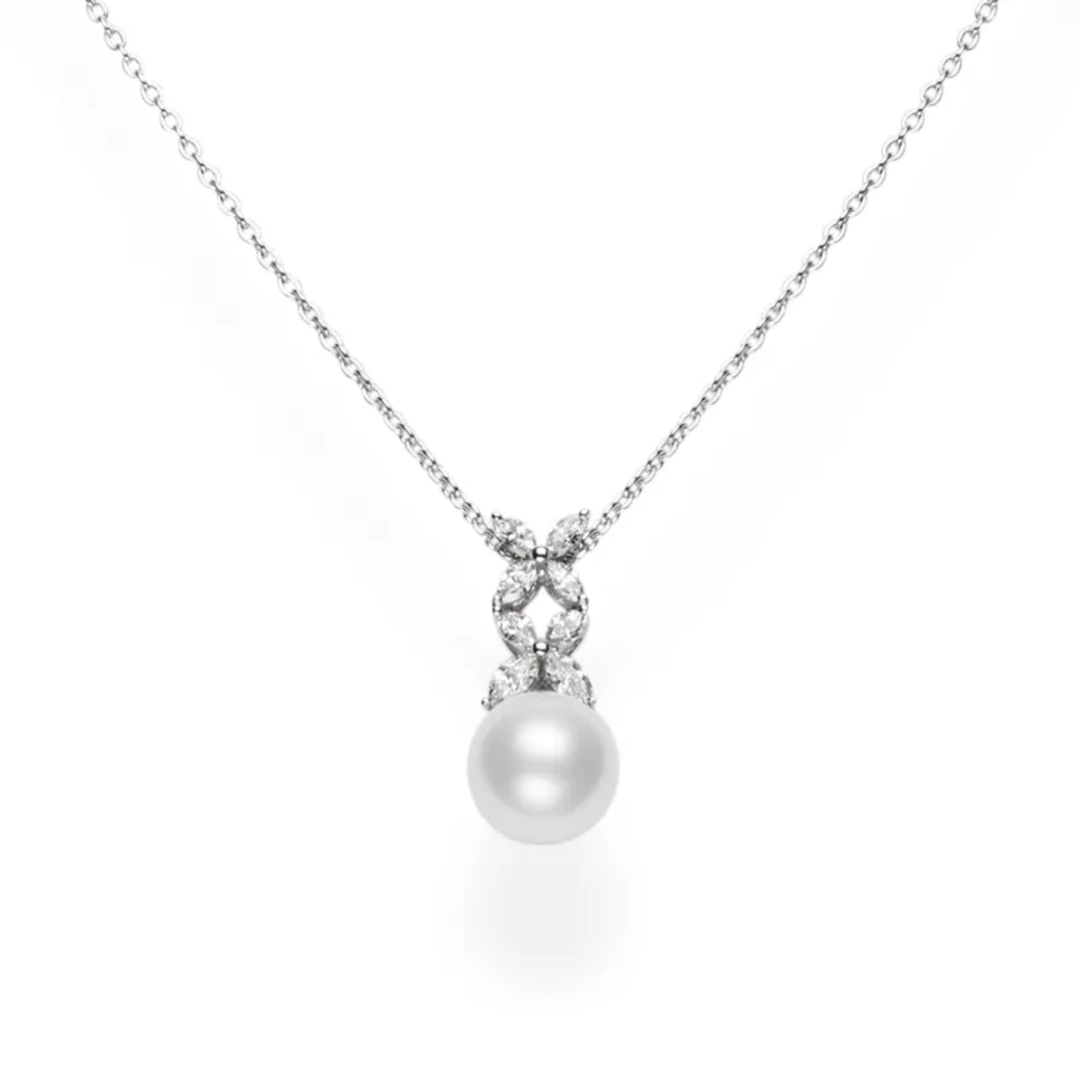 Mikimoto 18K White Gold White South Sea Cultured Pearl & Diamond