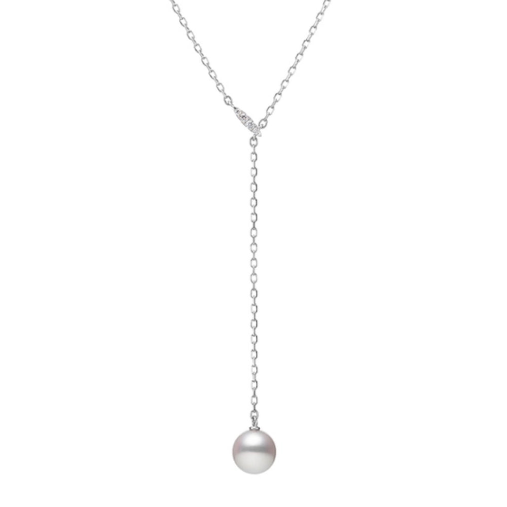 18K Gold Akoya Cultured Pearl Drop Pendant Necklace 