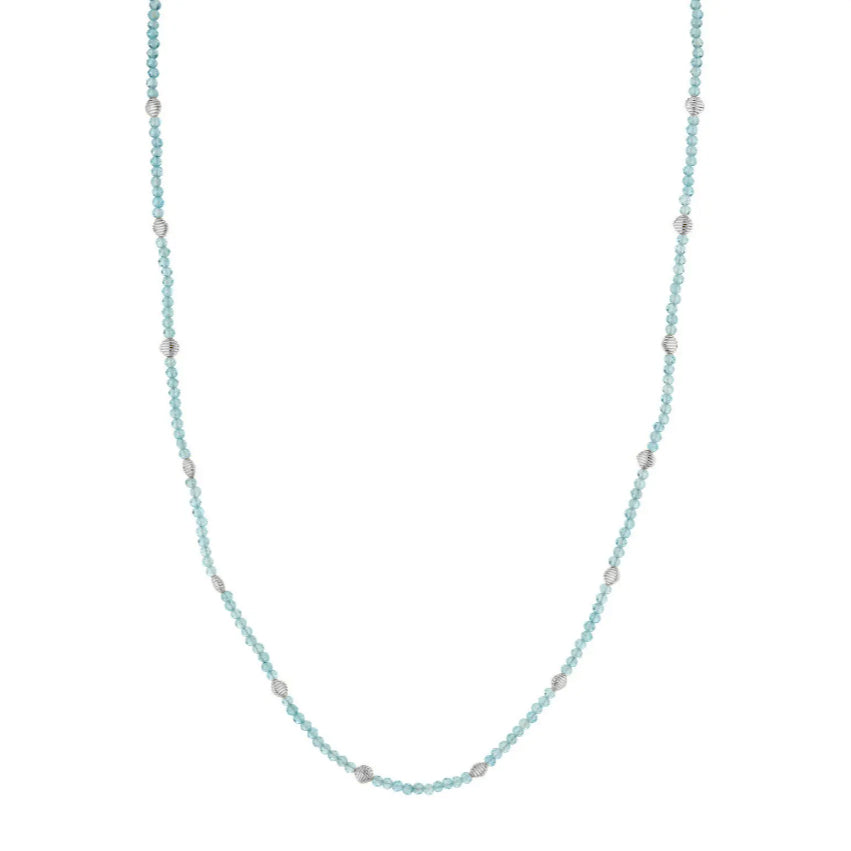 18K Gold Apatite Cushion Strie Necklace