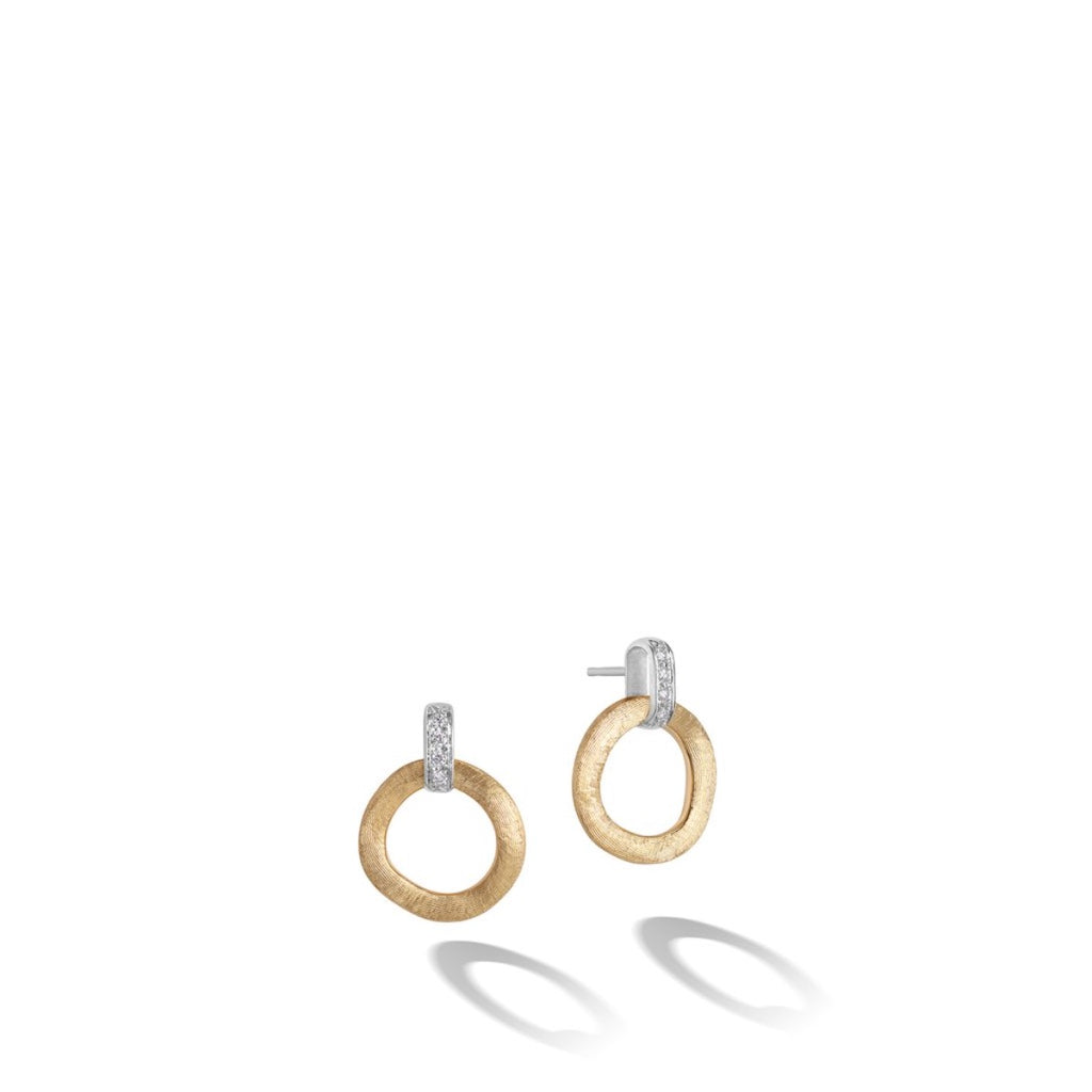 Marco Bicego Jaipur Collection 18K Yellow Gold Stud Drop Earrings with Diamonds OB1758 B YW 