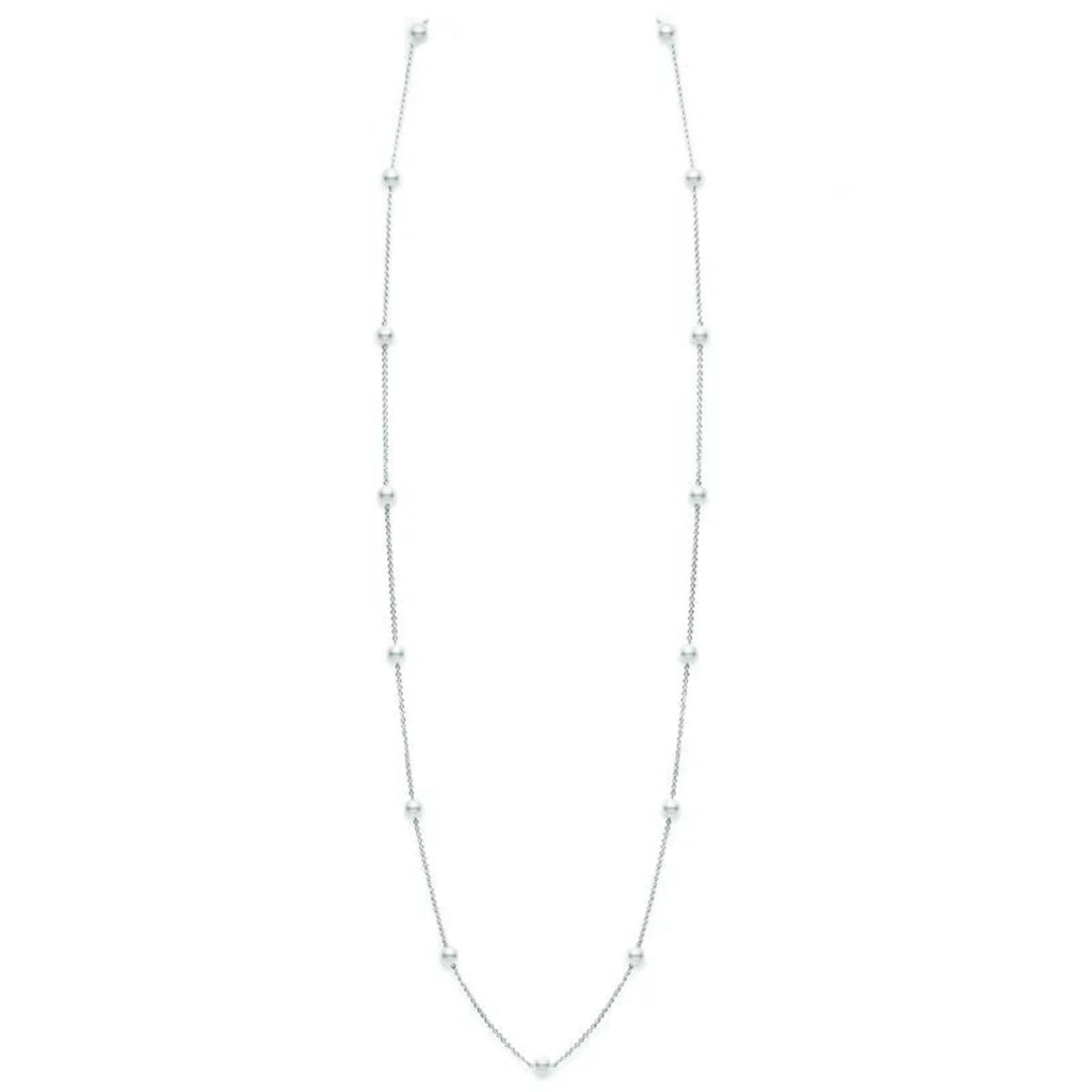Mikimoto 18K White Gold Akoya Cultured Pearl Station Necklace
