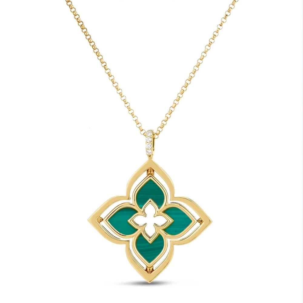 18K Gold Venetian Princess Pirouette Malachite Necklace