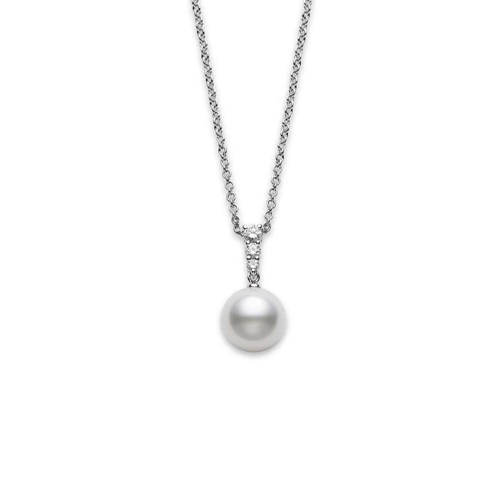 Mikimoto 18K White South Sea & Diamond Drop Pendant Necklace PPA404NDW11