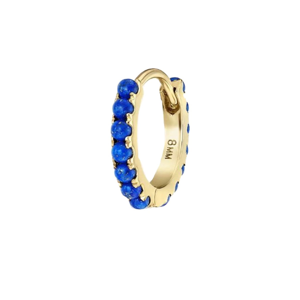 14K Gold Lapis Eternity Hoop Earring 8MM