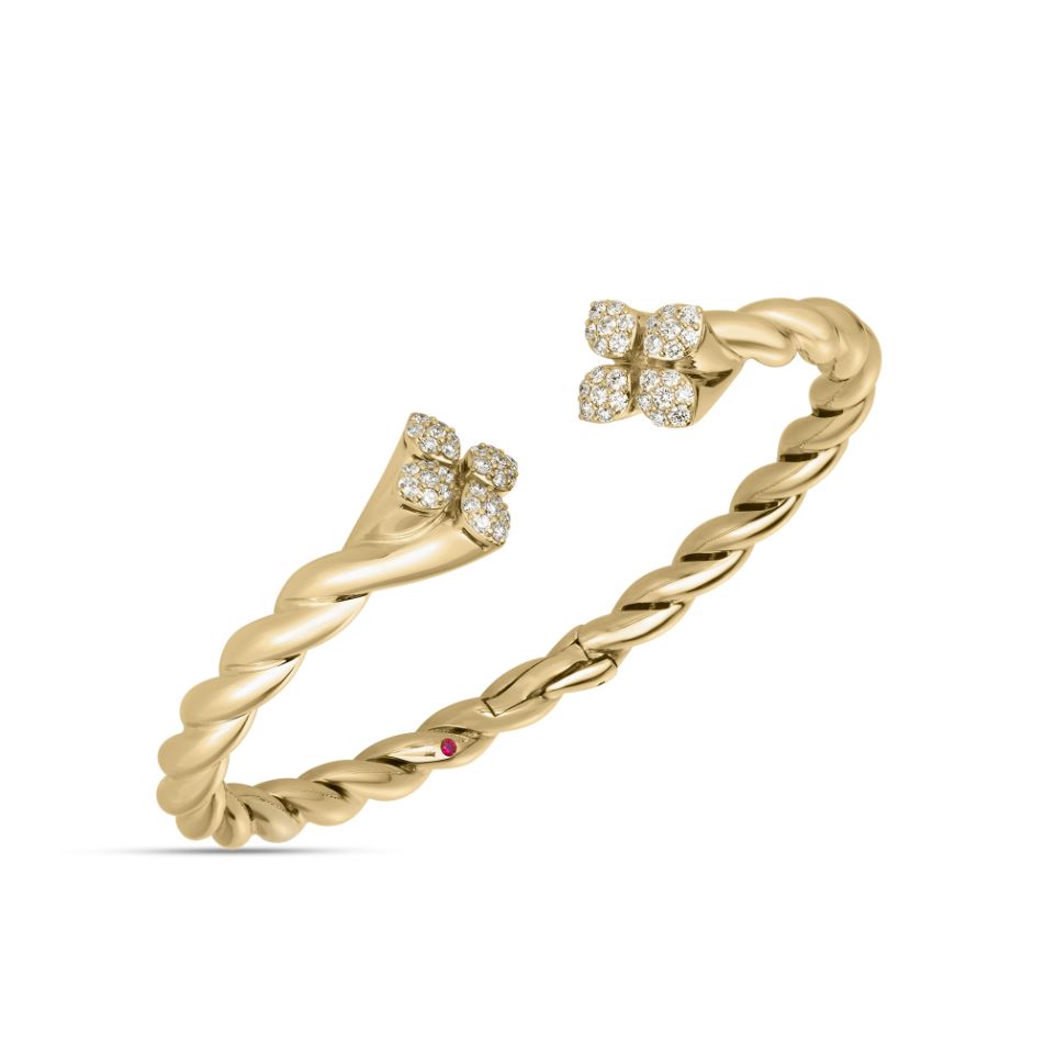 18K Gold Love in Verona Twisted Diamond Bangle