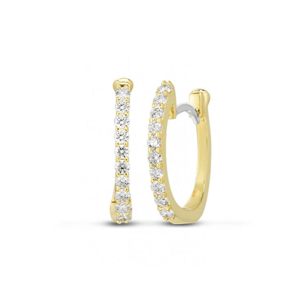 Roberto Coin 18K Yellow Gold Pave Diamond Huggie Hoop Earrings 000466AYERX0