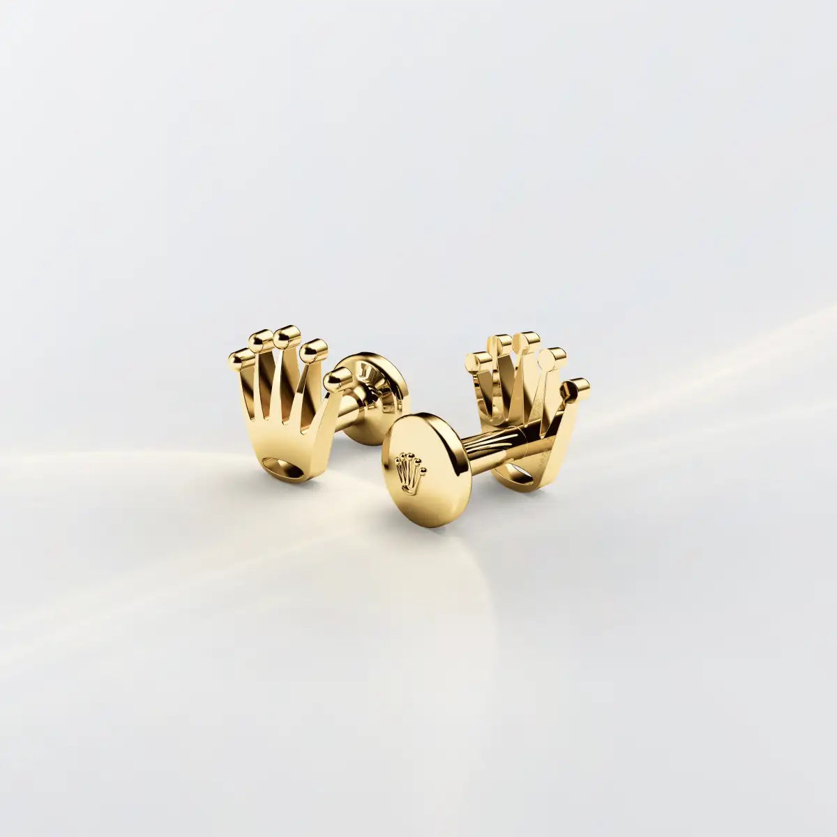 Rolex 'Crown' cufflinks in yellow gold, a1018 - James Free Jewelers