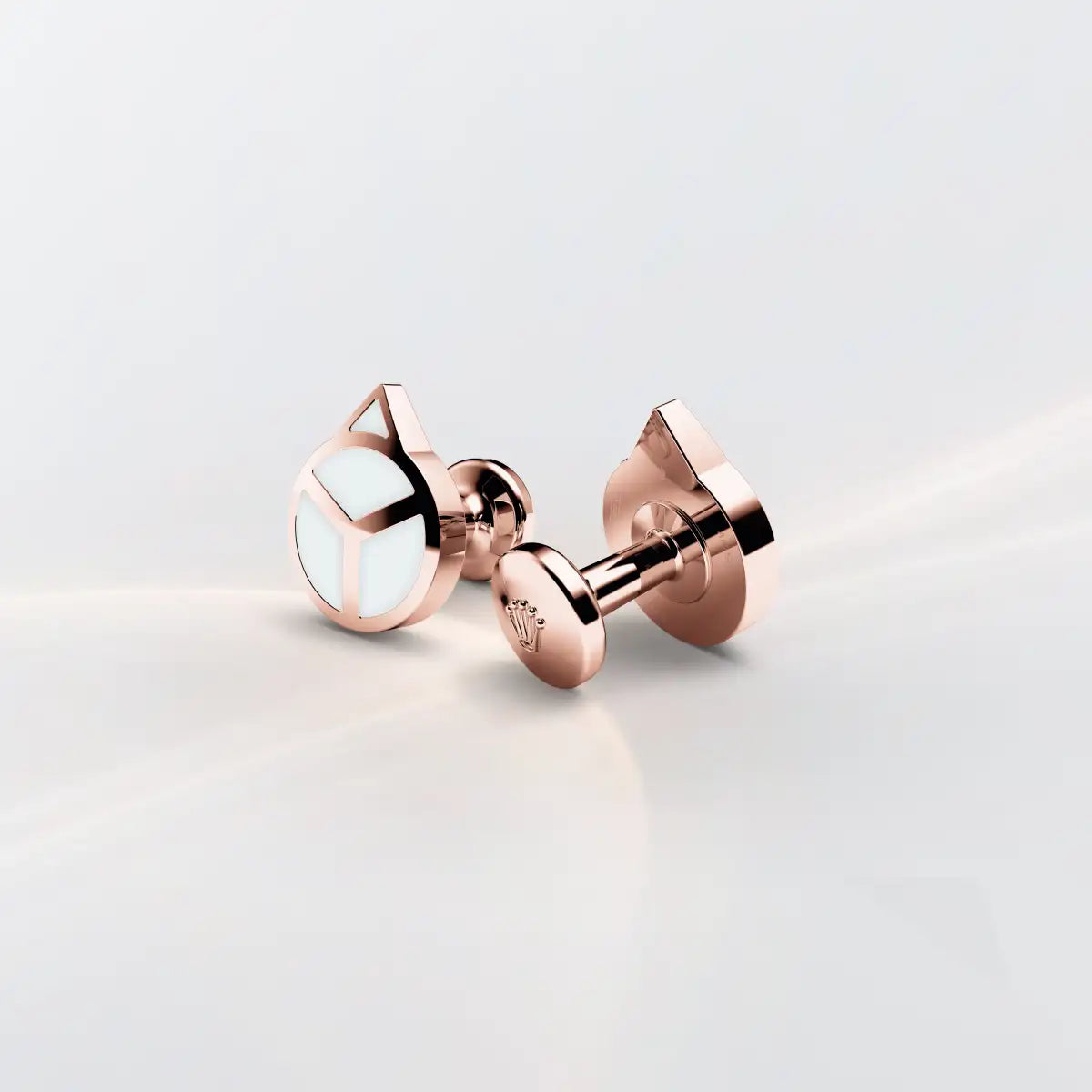Rolex 'Hand' cufflinks in Everose gold and luminescent material, a1025 - James Free Jewelers