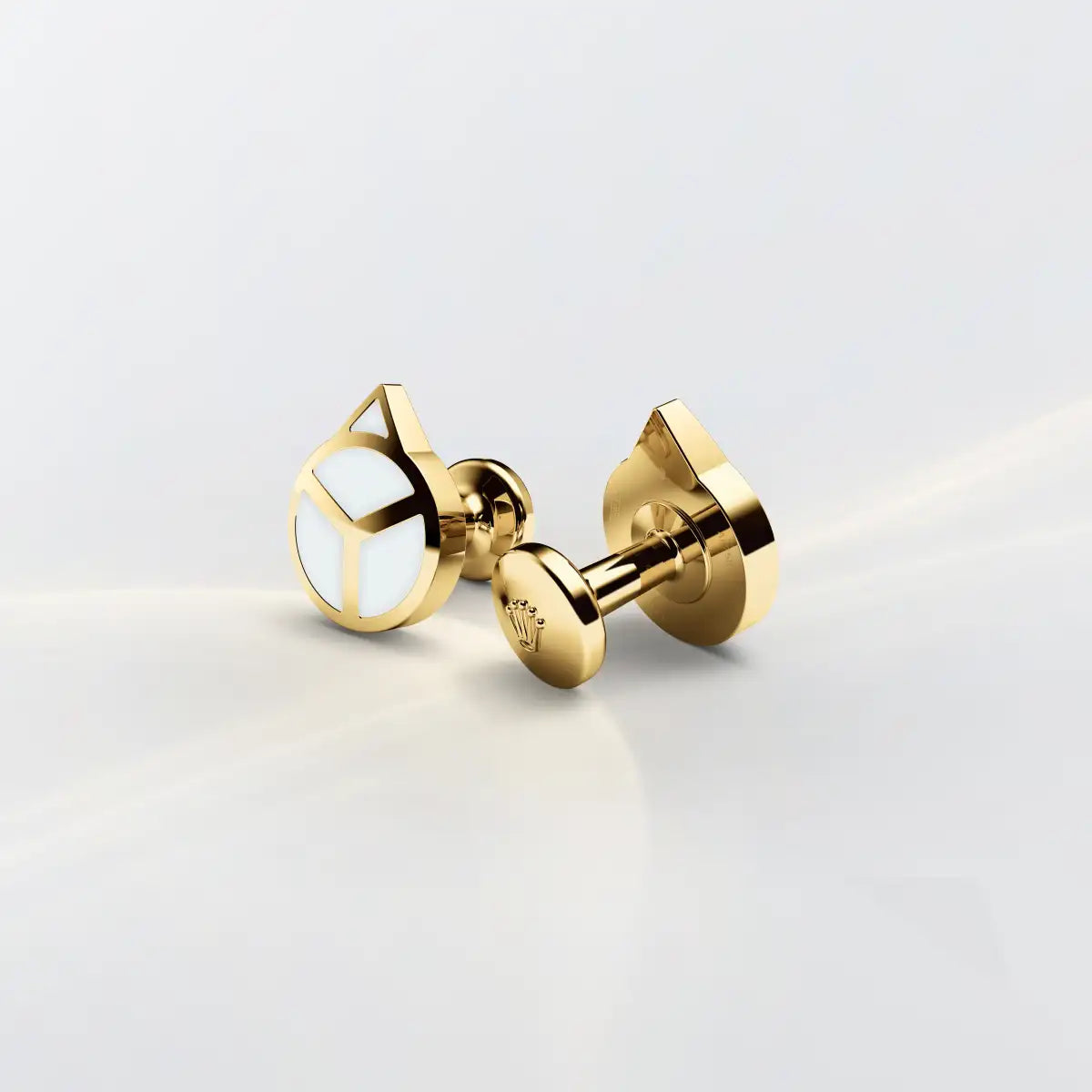 Rolex 'Hand' cufflinks in yellow gold and luminescent material, a1028 - James Free Jewelers