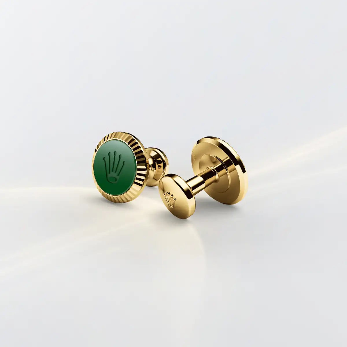 Rolex 'Fluted' cufflinks in yellow gold and ceramic, a1038 - James Free Jewelers