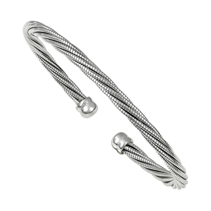 Sterling Silver 4mm Twisted Etched Lined Pattern Cuff