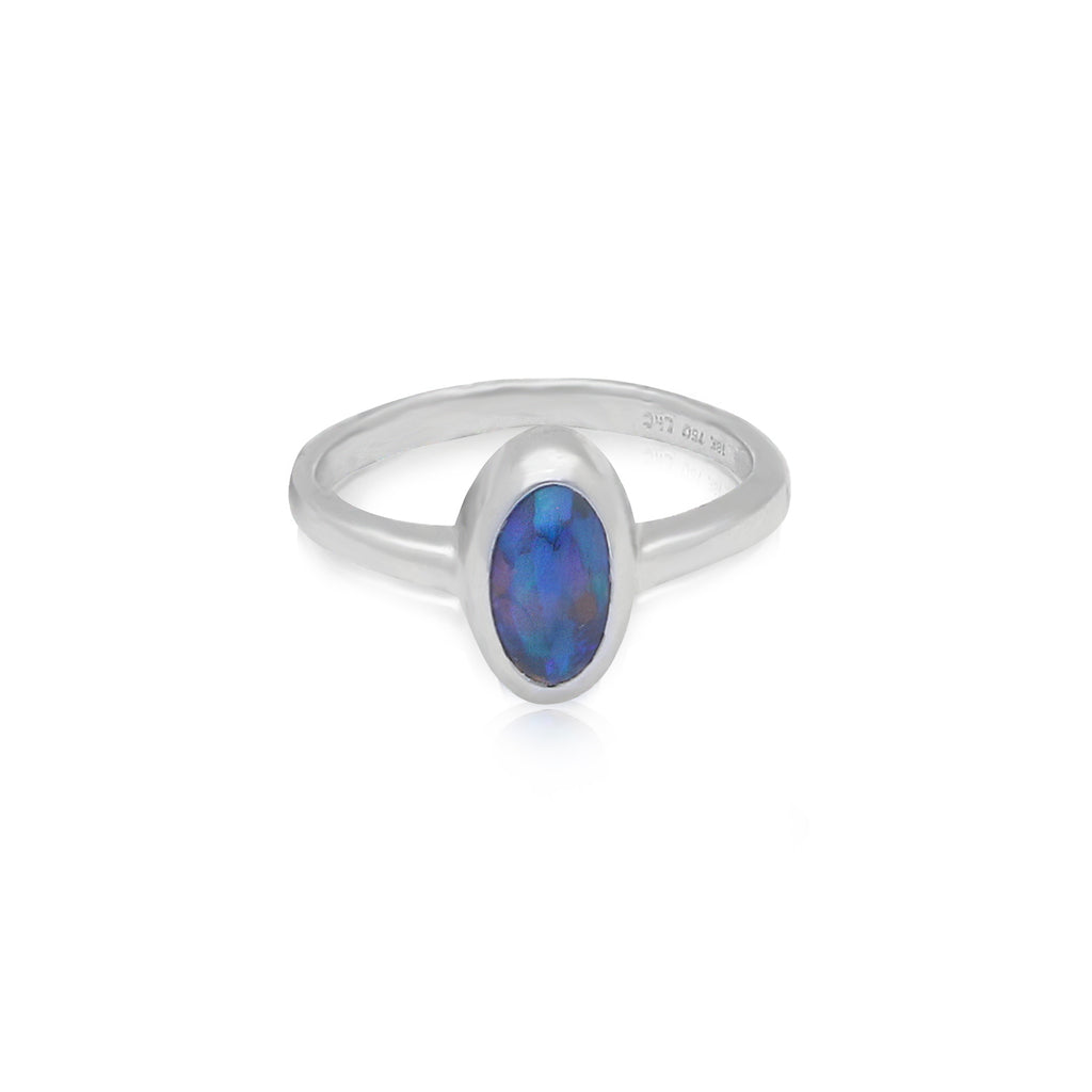James Free Collection 18K White Gold Black Opal Ring