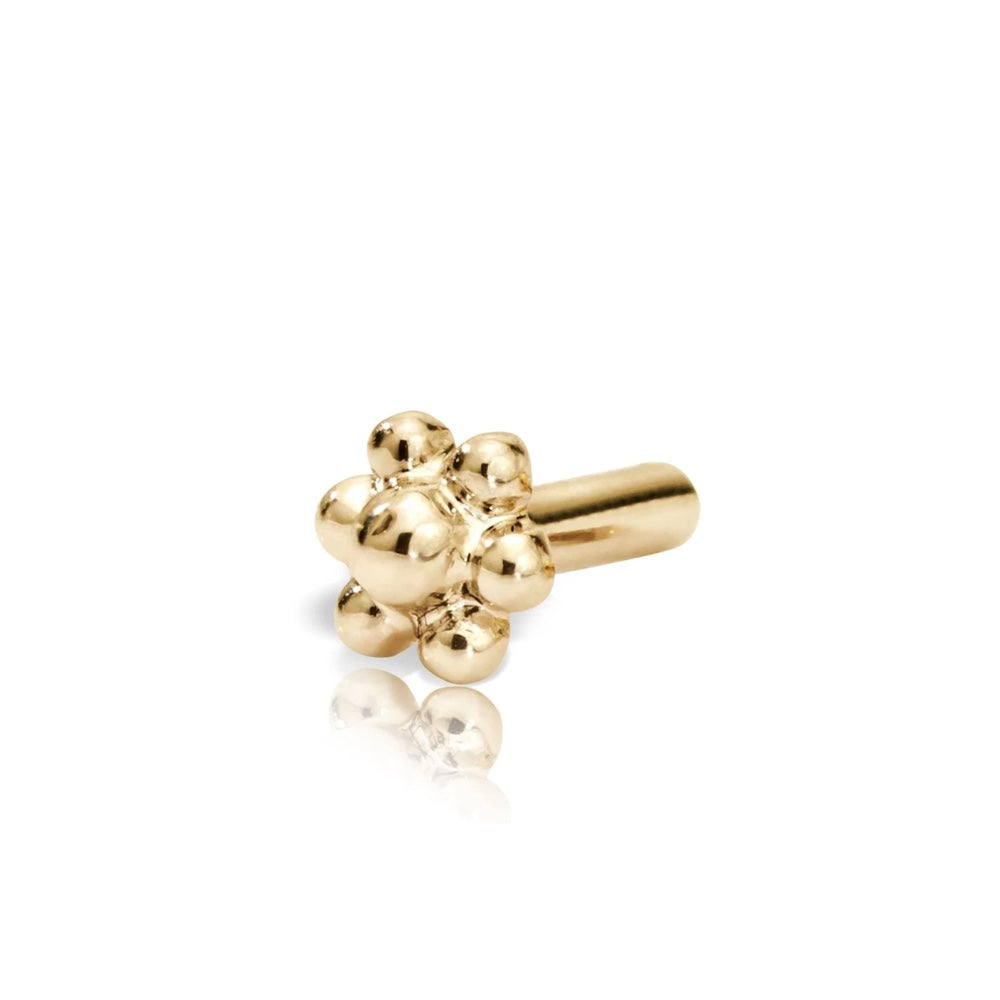 14K Gold 19 Gauge Threaded Ball Large 6mm Flower Earring Back