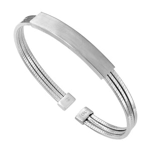 Sterling Silver 3 Row Box Station Bar Cuff