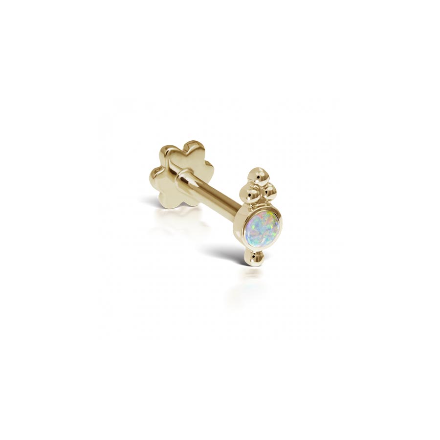 14K Gold Opal Four Ball Trinity Threaded Stud