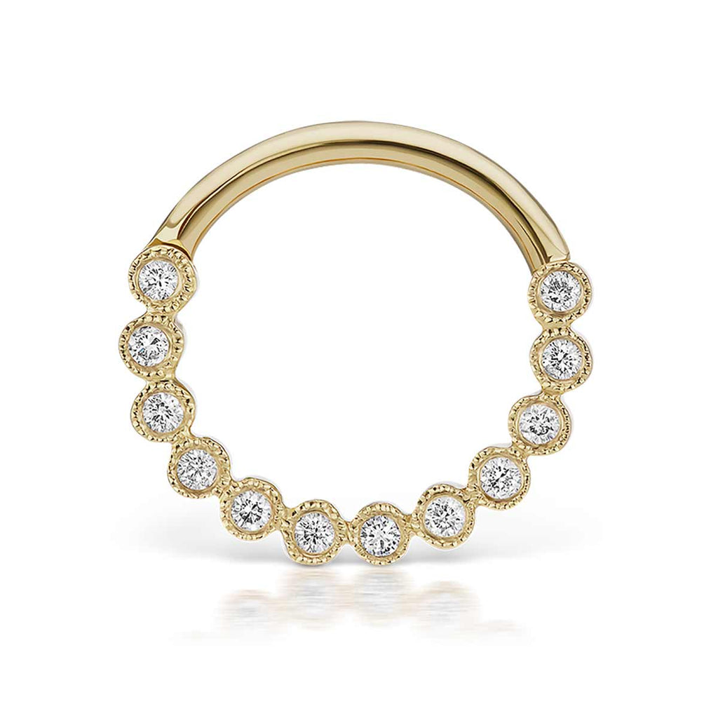 18K Gold 9.5mm Diamond Scalloped Horizontal Eternity Clicker