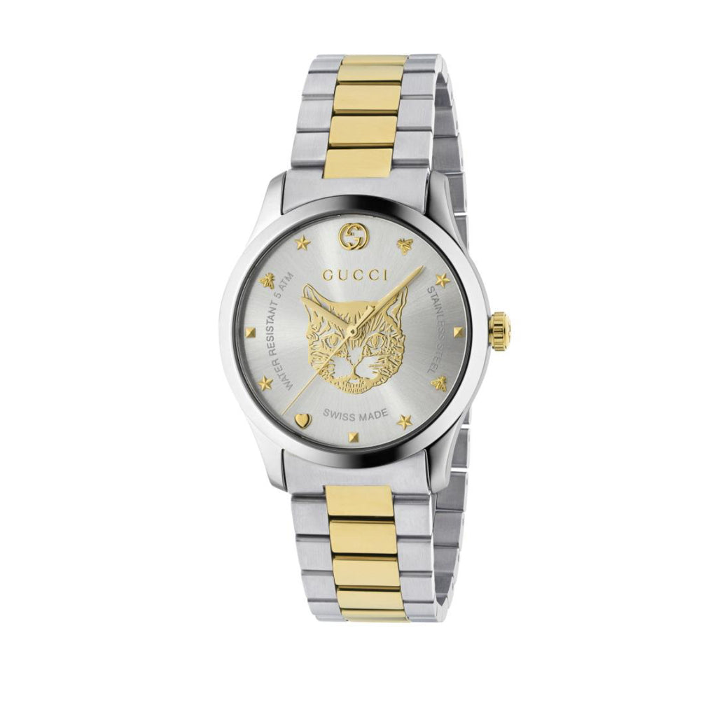 Gucci Stainless Steel & Yellow Gold Feline Head 38MM Watch