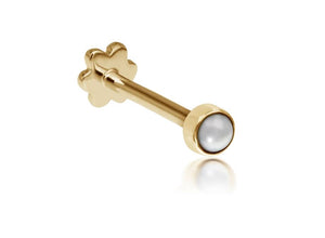 14K Gold Natural Pearl Threaded Stud Earring- 6.5MM