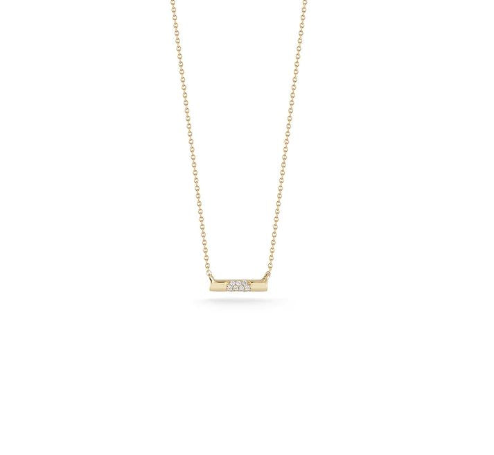 14K Gold Cynthia Rose Pave Diamond Mini Bar Necklace